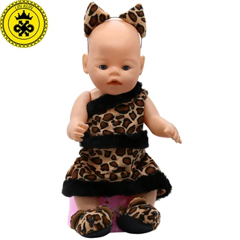 Baby Doll Riided Kõrvad ja Saba Tiiger Leopard Nuku Riided + Kingad Üles Seab Nukk Tarvikud Laste Sünnipäeva Kingitused T3