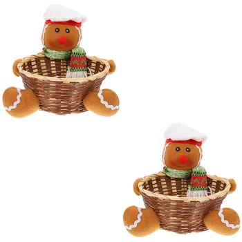 Christmas Candy Basketfruit Kaussi Snowmanornament Korvid Punutud Sahtel Kaunistused Tabel Suupiste Klassikaline Teenindavad Dis Roogasid