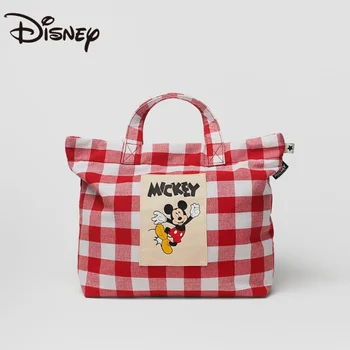 Disney Minnie Lõuend Ruuduline Daamid Ruuduline Muster Täiskasvanud Shopper Kott Õlal Tassima Naiste Käekotid Naiste Õlakott