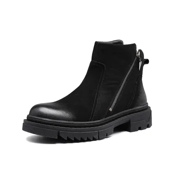 Inglismaa disainer meeste mood cowboy saapad mustad naturaalsest nahast kingad õues platvorm bottes homme pahkluu botas hombre zapatos