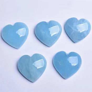Looduslik kalliskivi nikerdatud kvarts taevas sinine akvamariin südame kujuline kristall tervendav kivi kingitused